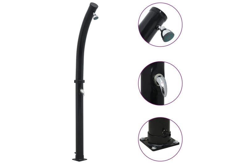 Soldusch svart 214 cm 20 L - Svart - Trädgård & spabad - Utomhusbad - Utedusch - Utedusch soluppvärmd