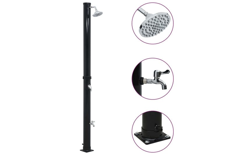 Soldusch svart 220 cm 20 L - Svart - Trädgård & spabad - Utomhusbad - Utedusch - Utedusch soluppvärmd