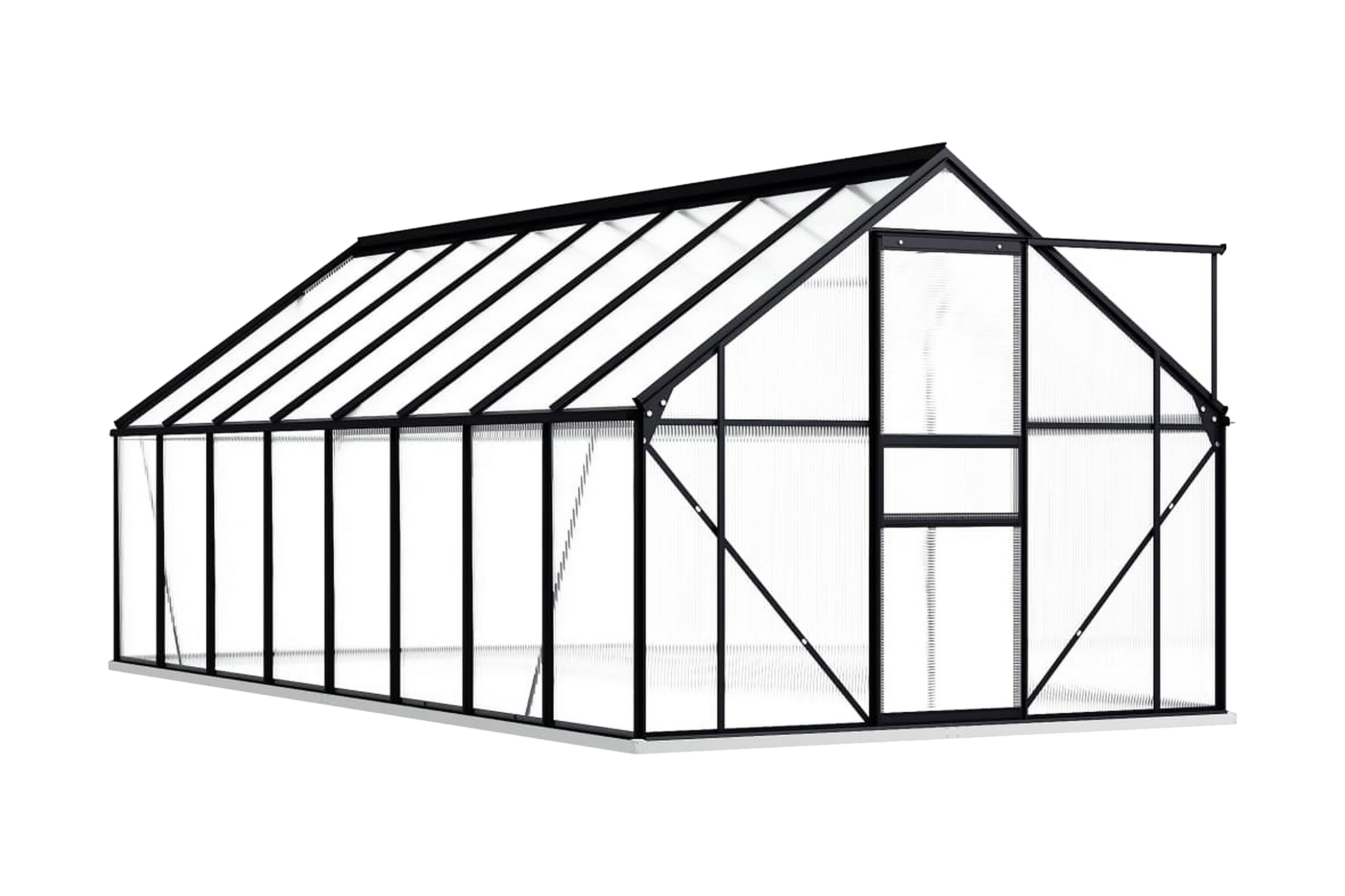 Växthus med basram antracit aluminium 9,31 m² - Grå 48220