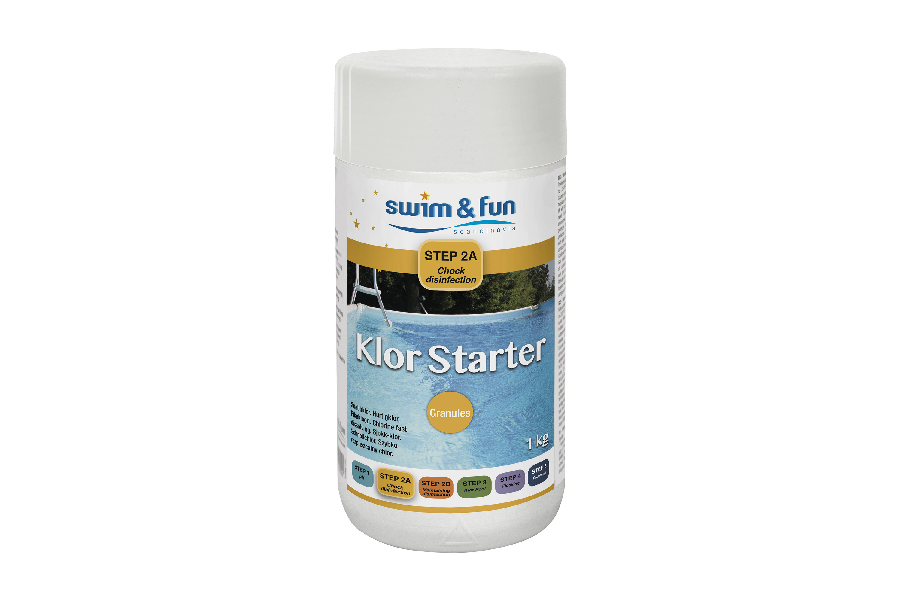 REA/Black Friday Swim & Fun Snabbklor Granulat 1 kg - Stabiliserat klor Poolkemi klortabletter Flerfärgad,Blå