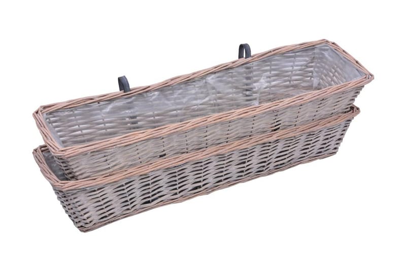 Balkonglåda 2 st korg med PE-foder 80 cm - Brun - Utemöbler - Balkong - Balkongodling - Balkonglåda