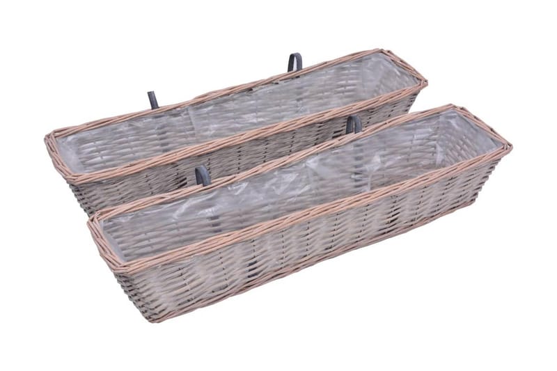 Balkonglåda 2 st korg med PE-foder 80 cm - Brun - Utemöbler - Balkong - Balkongodling - Balkonglåda