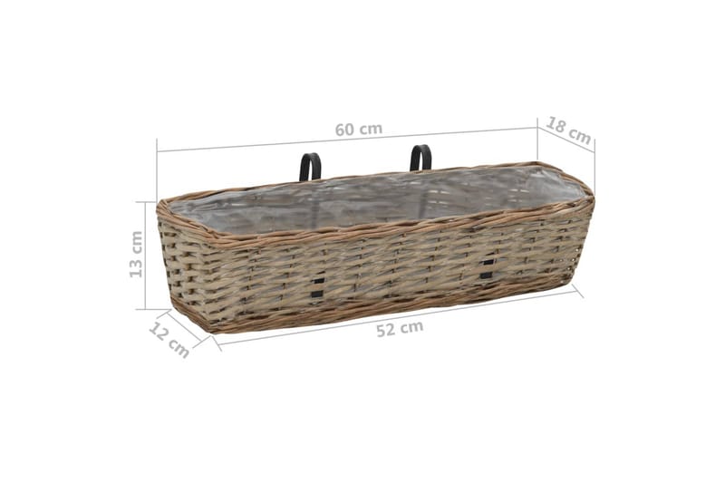 Balkonglåda 2 st korg med PE-foder 60 cm - Brun - Utemöbler - Balkong - Balkongodling - Balkonglåda