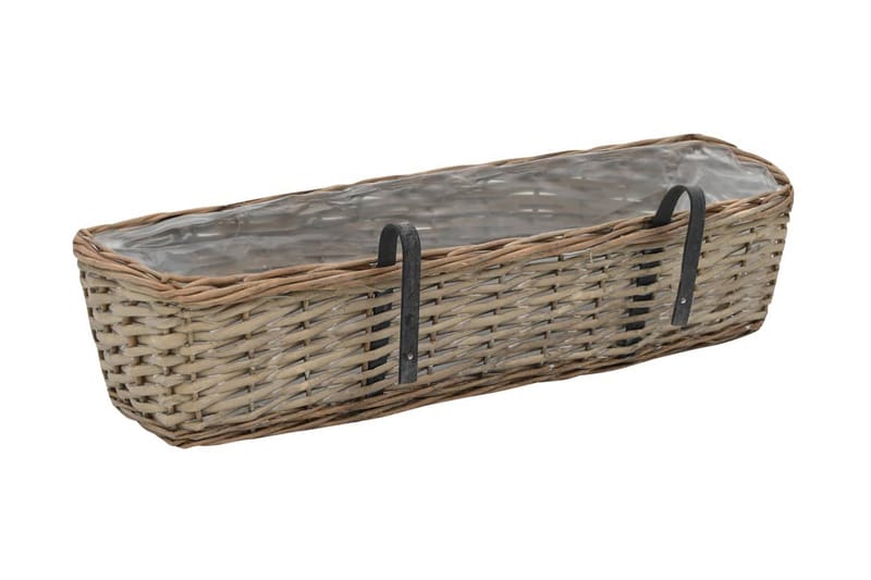 Balkonglåda 2 st korg med PE-foder 60 cm - Brun - Utemöbler - Balkong - Balkongodling - Balkonglåda