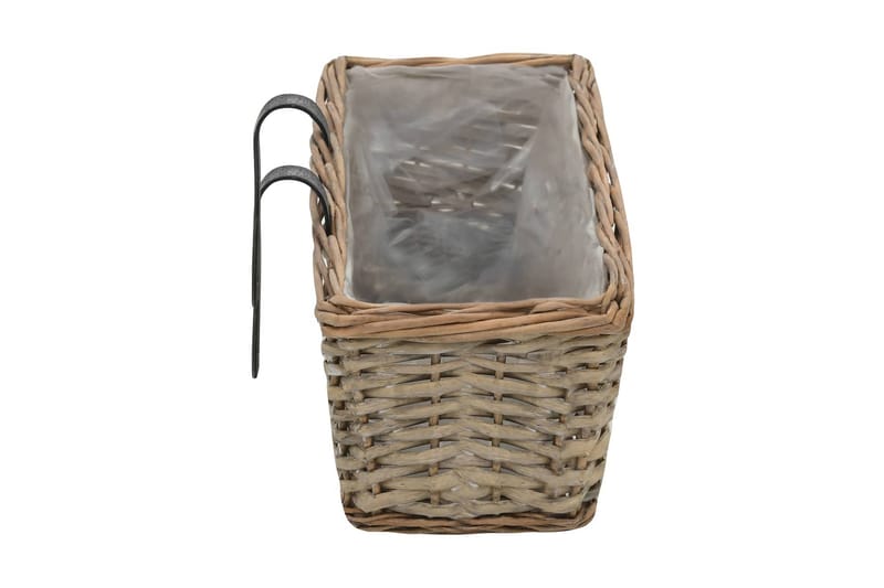 Balkonglåda 2 st korg med PE-foder 60 cm - Brun - Utemöbler - Balkong - Balkongodling - Balkonglåda