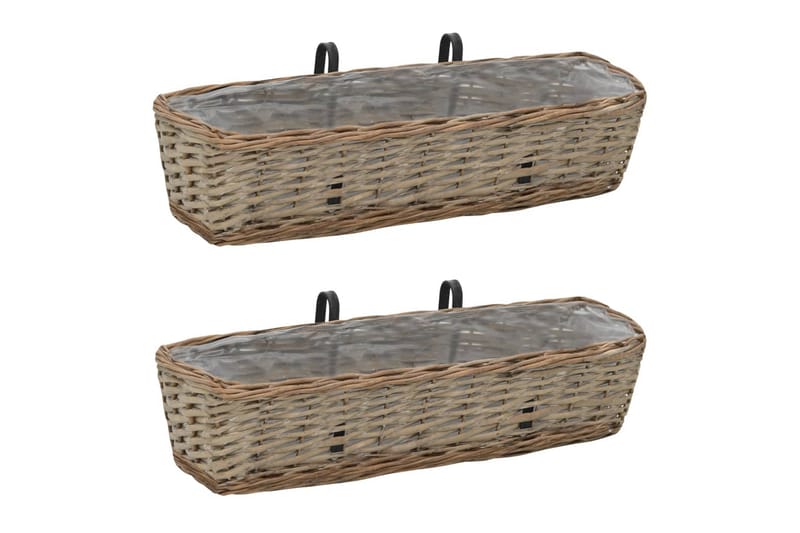 Balkonglåda 2 st korg med PE-foder 60 cm - Brun - Utemöbler - Balkong - Balkongodling - Balkonglåda