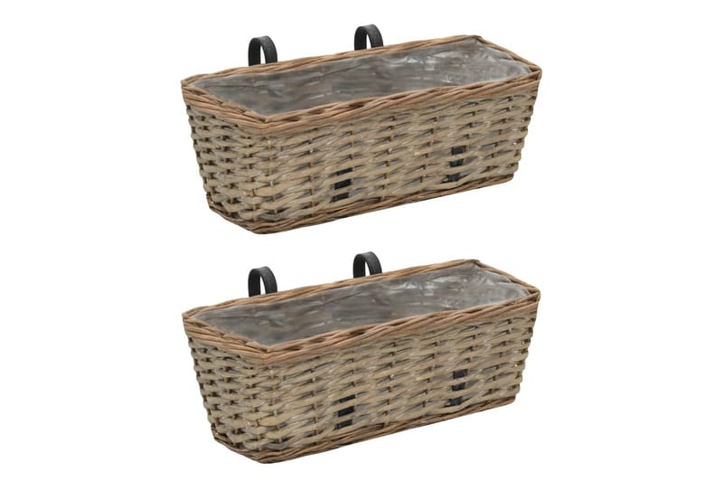Balkonglåda 2 st korg med PE-foder 40 cm - Brun - Utemöbler - Balkong - Balkongodling - Balkonglåda