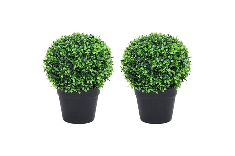 Konstväxt buxbom 2 st bollformad med kruka 32 cm grön - Grön - Utemöbler - Balkong - Balkongodling - Balkongblommor