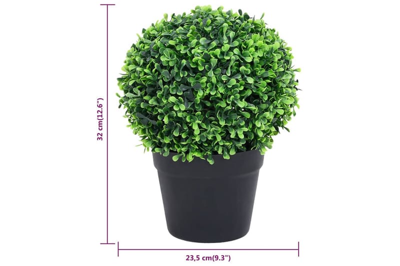 Konstväxt buxbom 2 st bollformad med kruka 32 cm grön - Grön - Utemöbler - Balkong - Balkongodling - Balkongblommor