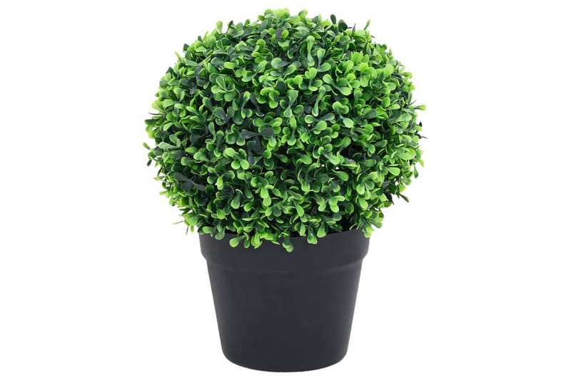 Konstväxt buxbom 2 st bollformad med kruka 37 cm grön - Grön - Utemöbler - Balkong - Balkongodling - Balkongblommor