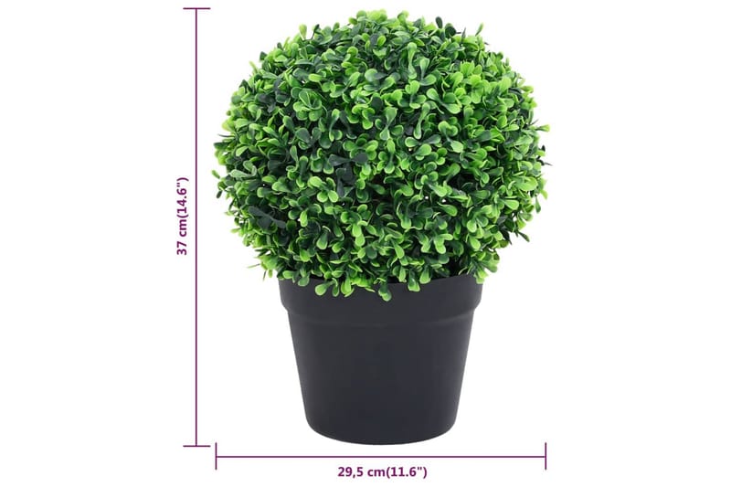 Konstväxt buxbom 2 st bollformad med kruka 37 cm grön - Grön - Balkongblommor - Konstgjorda växter & plastväxter