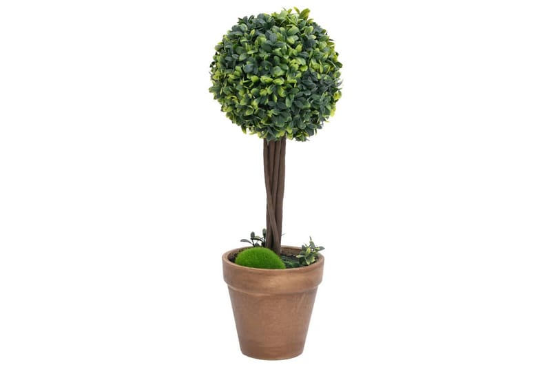 Konstväxt buxbom 2 st bollformad med kruka 56 cm grön - Grön - Utemöbler - Balkong - Balkongodling - Balkongblommor