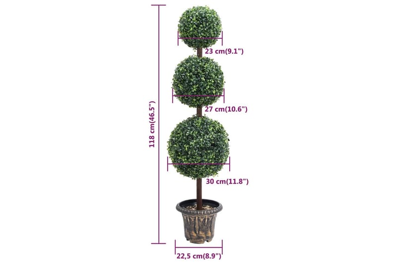 Konstväxt buxbom bollformad med kruka 118 cm grön - Grön - Balkongblommor - Konstgjorda växter & plastväxter