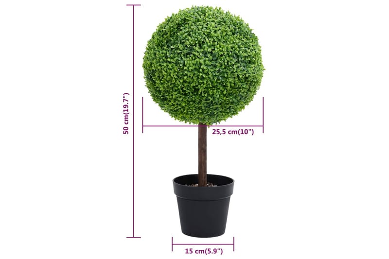 Konstväxt buxbom bollformad med kruka 50 cm grön - Grön - Utemöbler - Balkong - Balkongodling - Balkongblommor