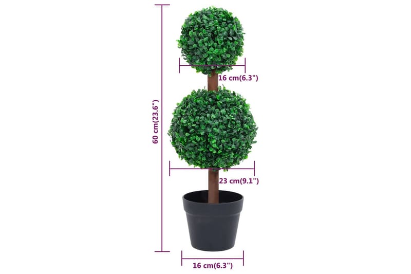 Konstväxt buxbom bollformad med kruka 60 cm grön - Grön - Balkongblommor - Konstgjorda växter & plastväxter