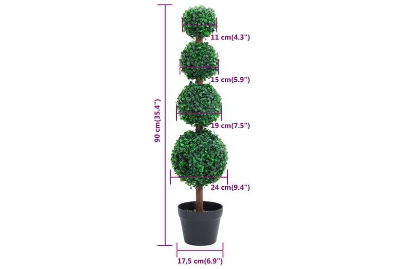 Konstväxt buxbom bollformad med kruka 90 cm grön - Grön - Utemöbler - Balkong - Balkongodling - Balkongblommor