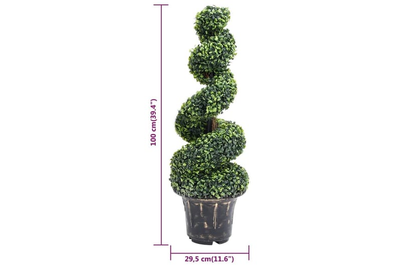 Konstväxt buxbomar spiral med kruka 100 cm grön - Grön - Balkongblommor - Konstgjorda växter & plastväxter
