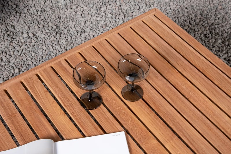 Amlan Soffbord och Loungebord Utomhus 110 cm Teak Trä - Brun - Utemöbler - Balkong - Balkongmöbler - Balkongbord