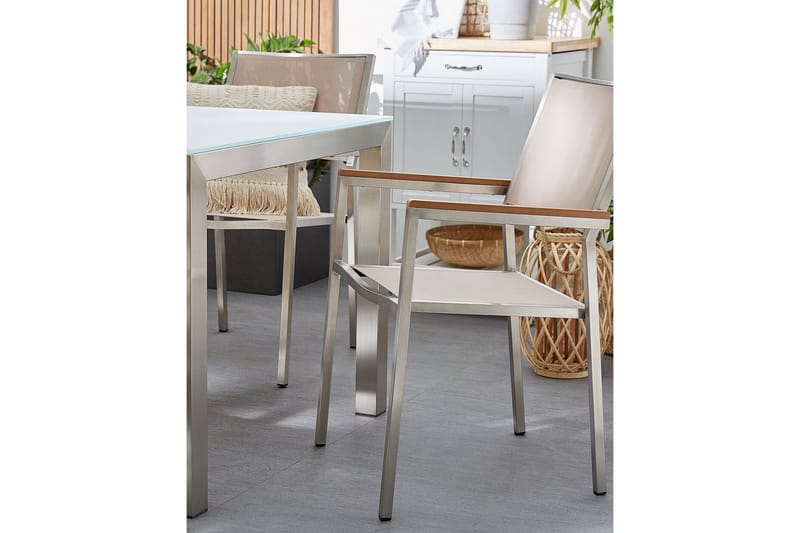 Bacoli Karmstol Utomhus 4 st - Beige/Silver - Utemöbler - Balkong - Balkongmöbler - Balkongstol