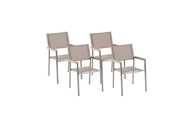 Bacoli Karmstol Utomhus 4 st - Beige/Silver - Utemöbler - Balkong - Balkongmöbler - Balkongstol