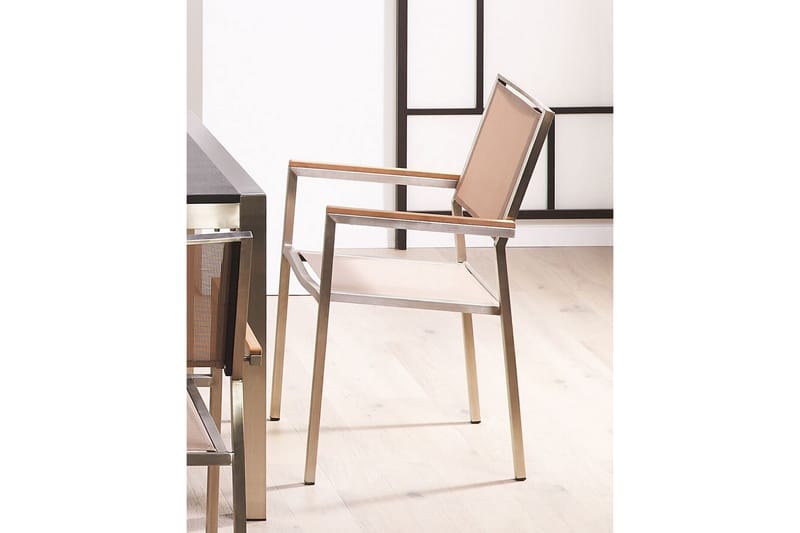 Bacoli Karmstol Utomhus 4 st - Beige/Silver - Utemöbler - Balkong - Balkongmöbler - Balkongstol