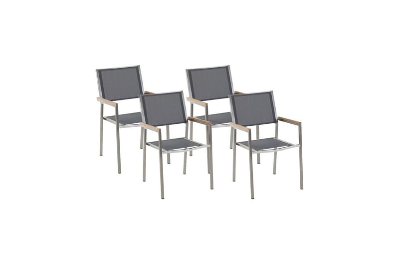 Bacoli Karmstol Utomhus 4 st - Grå/Silver/Ljusbrun - Utemöbler - Balkong - Balkongmöbler - Balkongstol