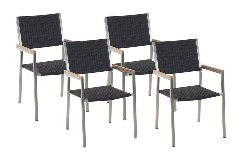 Bacoli Karmstol Utomhus 4 st - Svart/Silver - Utemöbler - Balkong - Balkongmöbler - Balkongstol