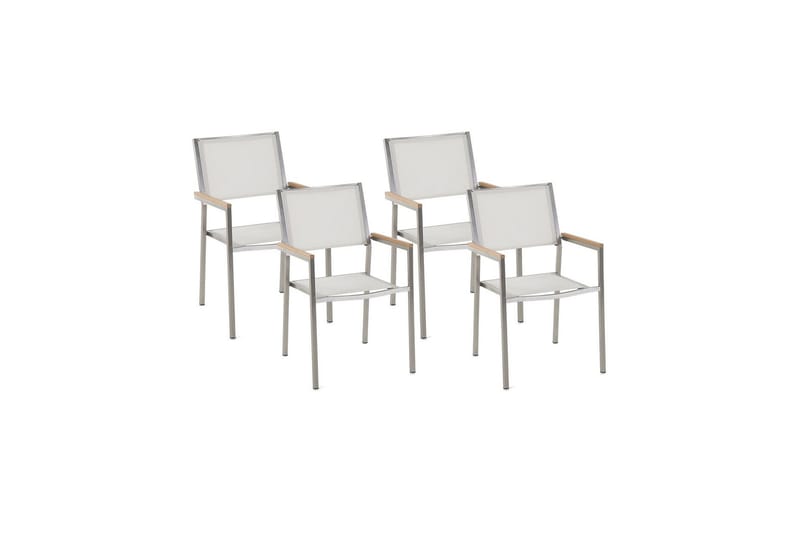 Bacoli Karmstol Utomhus 4 st - Vit/Silver/Brun - Utemöbler - Balkong - Balkongmöbler - Balkongstol