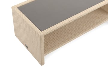 Bahamas Soffbord med hylla Utomhus 113 cm Konstrotting - Beige - Utemöbler - Balkong - Balkongmöbler - Balkongbord