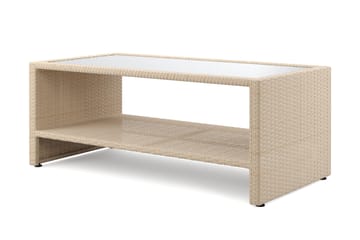 Bahamas Soffbord med hylla Utomhus 113 cm Konstrotting - Beige - Utemöbler - Balkong - Balkongmöbler - Balkongbord