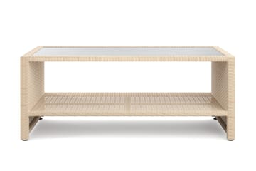 Bahamas Soffbord med hylla Utomhus 113 cm Konstrotting - Beige - Utemöbler - Balkong - Balkongmöbler - Balkongbord