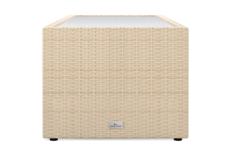 Bahamas Soffbord med hylla Utomhus 113 cm Konstrotting - Beige - Utemöbler - Balkong - Balkongmöbler - Balkongbord