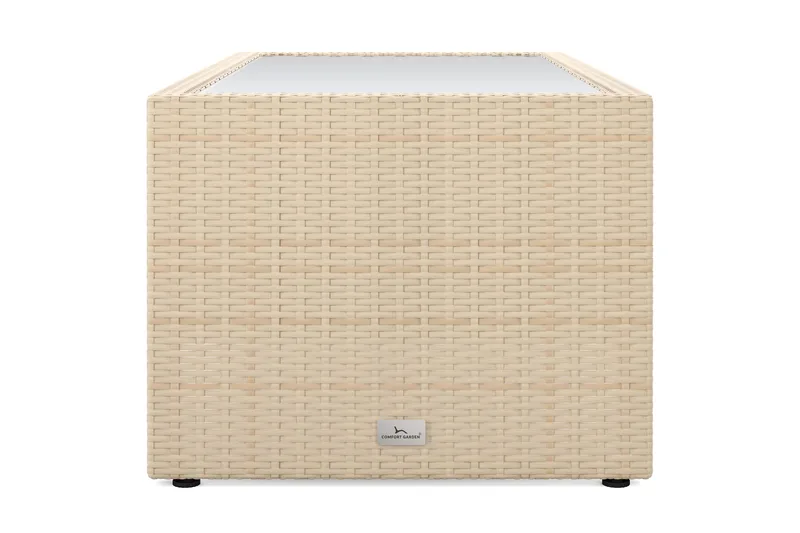 Bahamas Soffbord med hylla Utomhus 113 cm Konstrotting - Beige - Utemöbler - Balkong - Balkongmöbler - Balkongbord