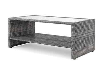 Bahamas Soffbord med hylla Utomhus 113 cm Konstrotting - Grå - Utemöbler - Balkong - Balkongmöbler - Balkongbord