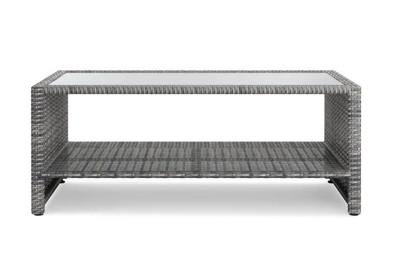 Bahamas Soffbord med hylla Utomhus 113 cm Konstrotting - Grå - Utemöbler - Balkong - Balkongmöbler - Balkongbord