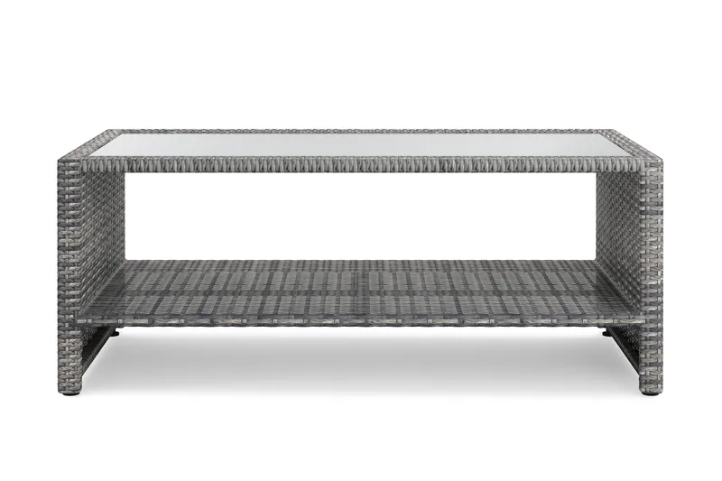 Bahamas Soffbord med hylla Utomhus 113 cm Konstrotting - Grå - Utemöbler - Balkong - Balkongmöbler - Balkongbord