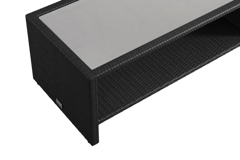 Bahamas Soffbord med hylla Utomhus 113 cm Konstrotting - Svart - Utemöbler - Balkong - Balkongmöbler - Balkongbord