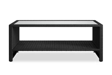 Bahamas Soffbord med hylla Utomhus 113 cm Konstrotting - Svart - Utemöbler - Balkong - Balkongmöbler - Balkongbord