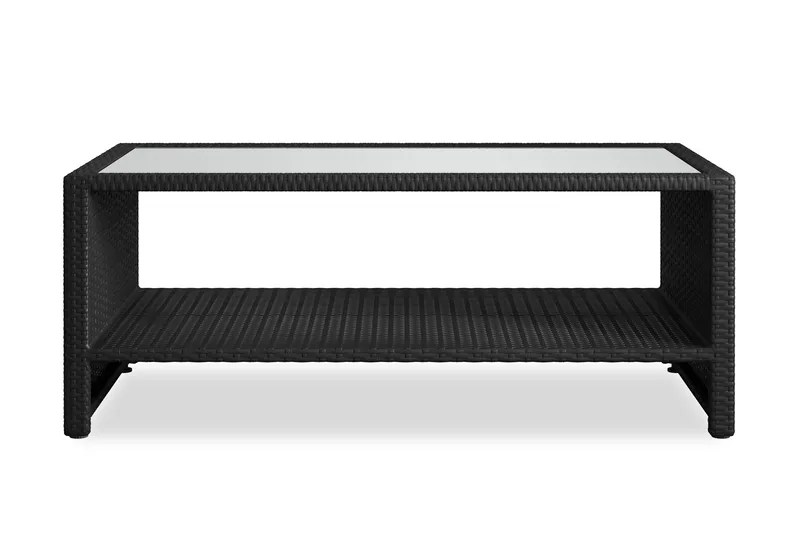 Bahamas Soffbord med hylla Utomhus 113 cm Konstrotting - Svart - Utemöbler - Balkong - Balkongmöbler - Balkongbord