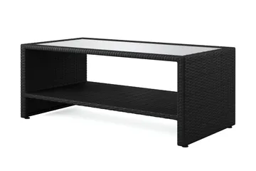 Bahamas Soffbord med hylla Utomhus 113 cm Konstrotting - Svart - Utemöbler - Balkong - Balkongmöbler - Balkongbord