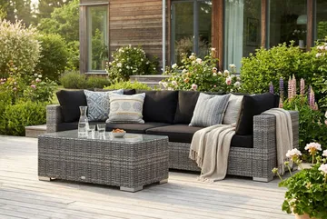 Bahamas Soffbord Utomhus 113x58 cm Konstrotting - Grå - Utemöbler - Balkong - Balkongmöbler - Balkongbord