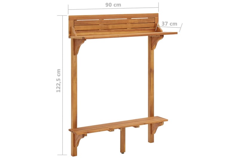 Balkongbord 90x37x122,5 cm massivt akaciaträ - Brun - Utemöbler - Balkong - Balkongmöbler - Balkongbord - Balkongbord hängande