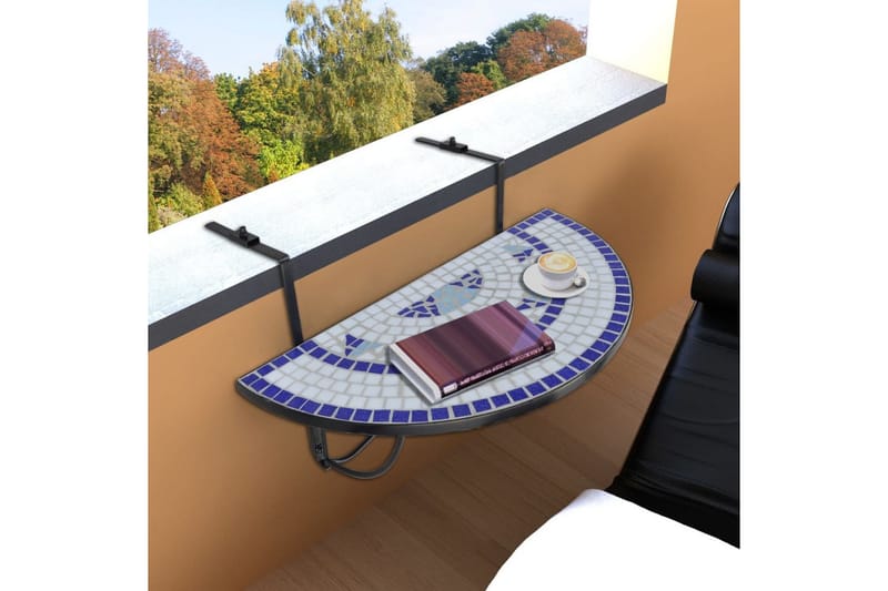 Hängande balkongbord blå och vit mosaik - Flerfärgad - Balkongbord