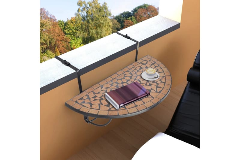 Hängande balkongbord terrakotta och mosaik - Brun - Balkongbord