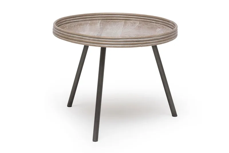 Leicester Runt Sidobord och Avlastningsbord Utomhus 60 cm, Beige/Grå