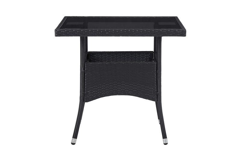 Matbord och Trädgårdsbord 80 cm Konstrotting Glas - Svart - Utemöbler - Balkong - Balkongmöbler - Balkongbord