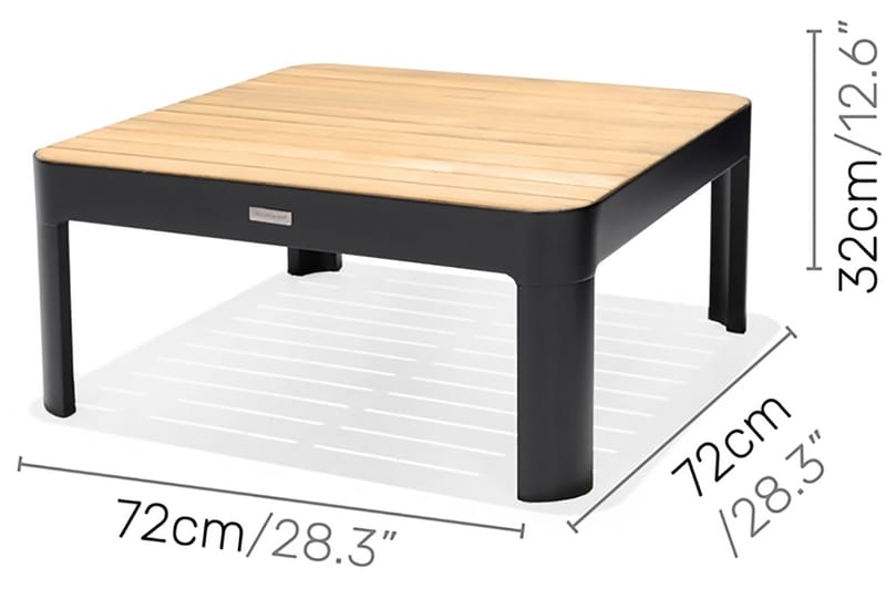 Portals Cafébord 72 cm - Svart/Trä - Loungebord & soffbord utomhus - Balkongbord