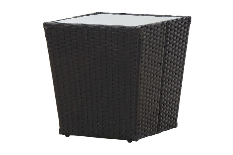 Soffbord och Loungebord Utomhus 41,5 cm Konstrotting Glas - Svart - Utemöbler - Balkong - Balkongmöbler - Balkongbord