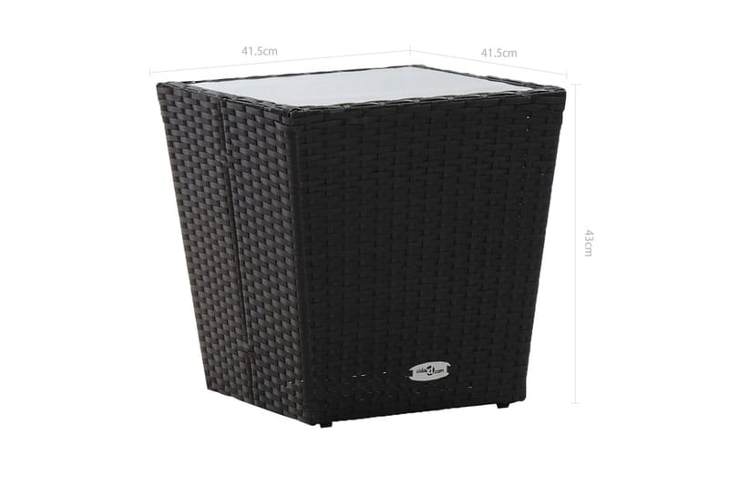 Soffbord och Loungebord Utomhus 41,5 cm Konstrotting Glas - Svart - Utemöbler - Balkong - Balkongmöbler - Balkongbord
