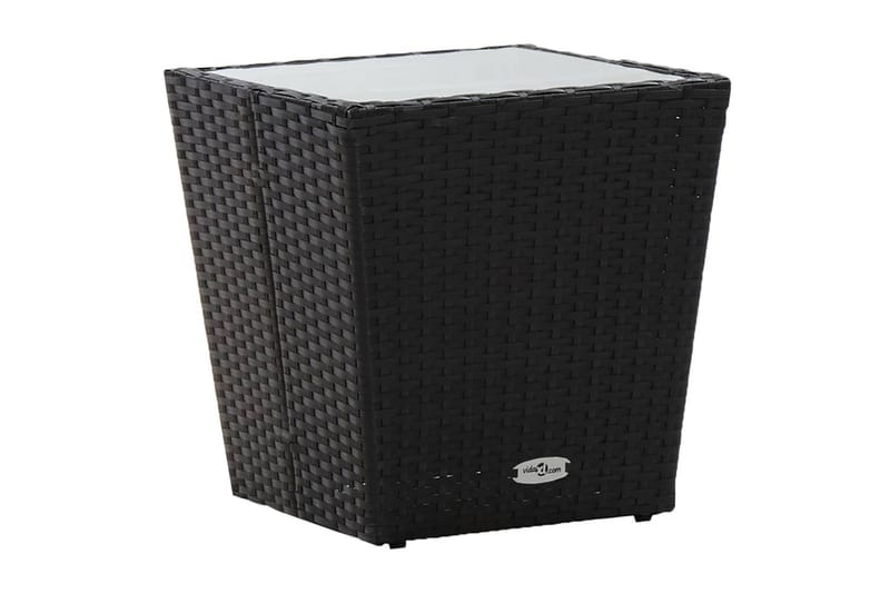 Soffbord och Loungebord Utomhus 41,5 cm Konstrotting Glas - Svart - Utemöbler - Balkong - Balkongmöbler - Balkongbord
